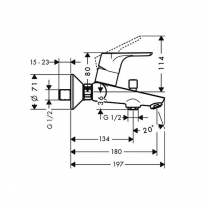 Baterie cada-dus Hansgrohe, Focus E2, fara set, crom